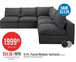 The Brick Fusion Modular 5-Piece Charcoal Grey Chenille Fabric Armless Sectional offer