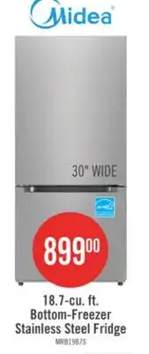 The Brick Midea 18.7 Cu. Ft. Bottom-Freezer Refrigerator - MRB19B7AST offer