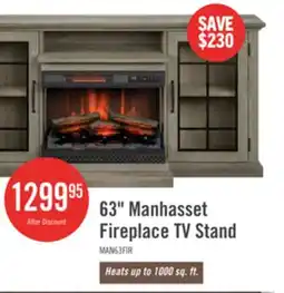 The Brick Manhasset 63 Electric Fireplace TV Stand with Storage for TVs up to 70 - Valley Pine offer