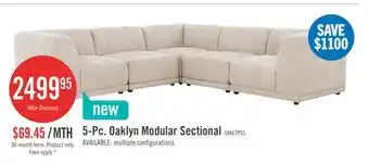 The Brick Oaklyn Modular 5-Piece Fabric Sectional with Tufted Seat Cushions - Beige offer