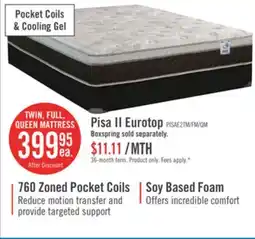 The Brick Springwall Pisa II Eurotop Twin Mattress offer