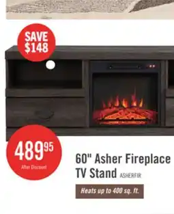 The Brick Asher 60 Rustic Electric Fireplace TV Stand with Storage & Cable Management for TVs up to 65- Bro offer