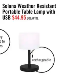 The Brick Solana 11 Modern Metal Acrylic Portable Indoor/Outdoor Table Lamp with USB Port - Black offer