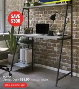 The Brick James 43 Office Desk with Hutch and Shelves - Grey offer