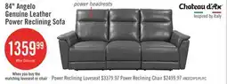 The Brick Chateau d'Ax Angelo 84.25 Genuine Leather Power Reclining Sofa with Power Headrests - Grey offer