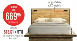 The Brick Silas Platform Bed with Headboard & Frame, LED, Rustic Brown - Queen Size offer