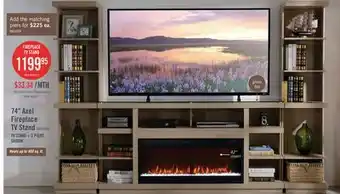 The Brick Axel 74 Modern Electric Fireplace TV Stand with Storage and Cable Management for TVs up to 85- Taupe offer