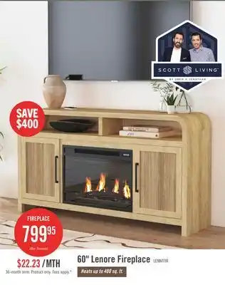 The Brick Lenore 60 Electric Fireplace TV Stand with Storage - Natural offer