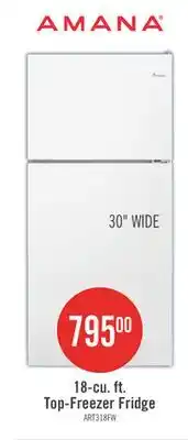 The Brick Amana 30 18 Cu. Ft. Top-Mount Refrigerator - White - ART318FFDW offer