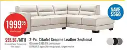 The Brick Citadel 2-Piece Right-Facing Top-Grain Genuine Leather Sectional with Wood Legs - Frost White offer