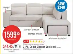 The Brick Coast 3-Piece Right-Facing Fabric Sleeper Sectional with Storage and Ottoman - Ivory White offer