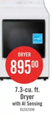 The Brick LG 7.3 Cu. Ft. Electric Dryer with AI Sensing and ThinQ - Alpine White - DLE8200CW offer