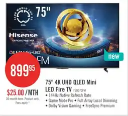 The Brick HISENSE 75 QD7QFM Mini-LED QLED 4K UHD AI Smart Fire TV (75QD7QFM) offer