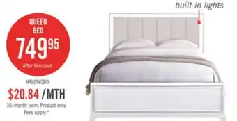 The Brick Halo Panel Bed with Headboard & Frame, LED, Glam, White - Queen Size offer
