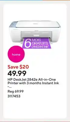 Staples HP DeskJet 2842e All-in-One Printer with 3 months Instant Ink - Skyride offer