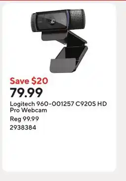 Staples Logitech 960-001257 C920S HD Pro Webcam offer