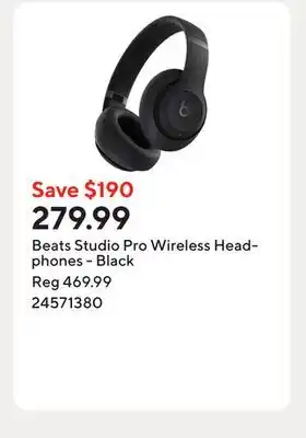 Staples Beats Studio Pro Wireless Headphones - Black offer