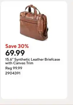 Staples 15.6 Synthetic Leather Briefcase with Canvas Trim offer