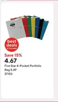 Staples Five Star 4-Pocket Portfolio offer