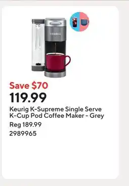 Staples Keurig K-Supreme Single Serve K-Cup Pod Coffee Maker - Grey offer