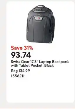 Staples Swiss Gear 17.3 Laptop Backpack with Tablet Pocket, Black offer