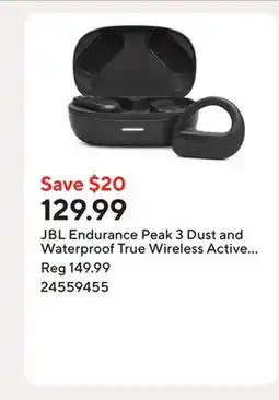 Staples JBL Endurance Peak 3 Dust and Waterproof True Wireless Active Earbuds - Black offer