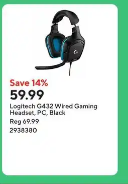 Staples Logitech G432 Wired Gaming Headset, PC, Black offer