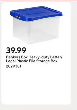 Staples Bankers Box Heavy-duty Letter/Legal Plastic File Storage Box offer