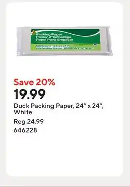 Staples Duck Packing Paper, 24 x 24, White offer