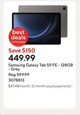 Staples Samsung Galaxy Tab S9 FE - 128GB - Grey offer