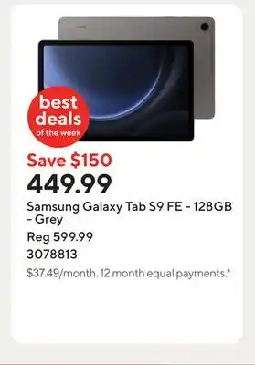 Staples Samsung Galaxy Tab S9 FE - 128GB - Grey offer