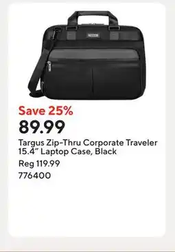 Staples Targus Zip-Thru Corporate Traveler 15.4 Laptop Case, Black offer