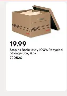 Staples Staples Basic-duty 100% Recycled Storage Box, 4 pk offer