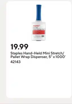 Staples Staples Hand-Held Mini Stretch/Pallet Wrap Dispenser, 5 x 1000' offer