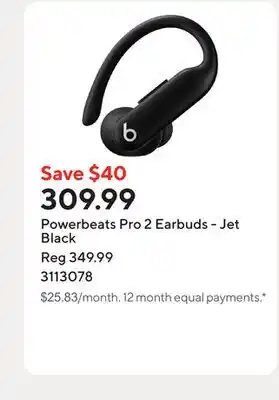 Staples Powerbeats Pro 2 Earbuds - Jet Black offer