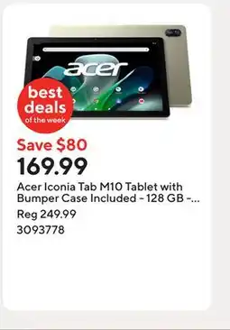 Staples Acer Iconia Tab M10 Tablet with Bumper Case Included - 128 GB - Champagne offer