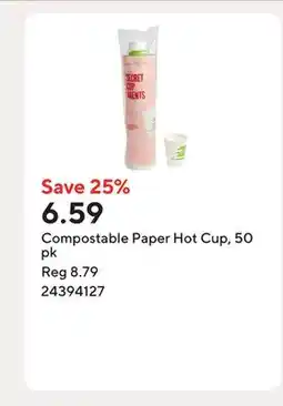 Staples Compostable Paper Hot Cup, 50 pk offer