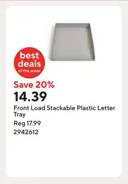 Staples Front Load Stackable Plastic Letter Tray offer