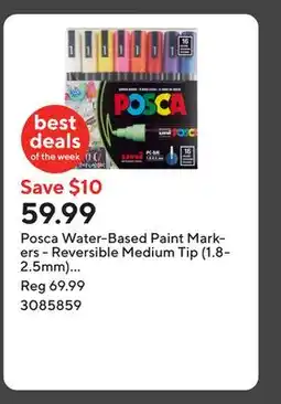 Staples Posca Water-Based Paint Markers - Reversible Medium Tip (1.8-2.5mm) - Assorted Colors - 16 pk offer