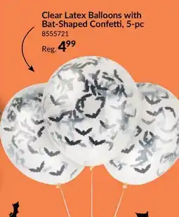 Party City Unique Bat Confetti Clear Latex Balloons for Halloween, 16-in, 5-pc offer