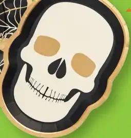 Party City Skull Shaped Halloween Themed Salad Plate With Gold Foil, 9.5-in, 8-pc offer