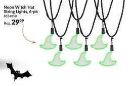 Party City Gemmy Indoor LED Neon Witch Hat Decoration, Green, 6-pk offer