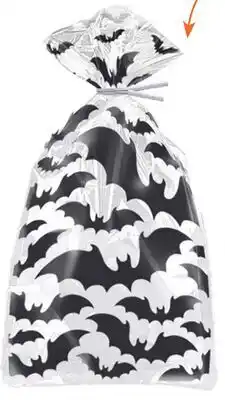 Party City Unique Black Bats Cello Halloween Party Favour Gift Bag, 5x11-in, 20-pc offer