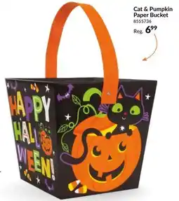 Party City Cat And Pumpkin Happy Halloween Paperboard Bucket, 7.5x7-in offer