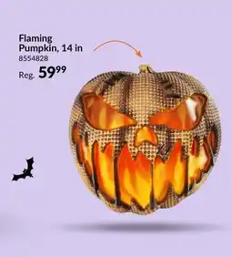 Party City Plastic Burlap Pumpkin with Light-Up Flames, Battery Powered, 14-in offer
