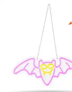 Party City Gemmy Indoor/Outdoor Neon Friendly Bat, Purple/Yellow offer