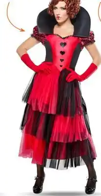 Party City Dark Queen Of Hearts Halloween Costume with Dress & Hat, Multi-Colour, Adult, More Options Available offer