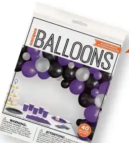 Party City Unique Halloween LaTeX balloon Arch Décor Kit, Black/Silver/Purple, 40-pc offer