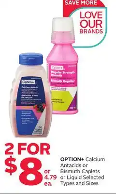 Rexall OPTION + Calcium Antacids or Bismuth Caplets or Liquid offer