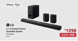 Visions Electronics LG 9.1.5 Channel Atmos Soundbar System 810 Watts offer